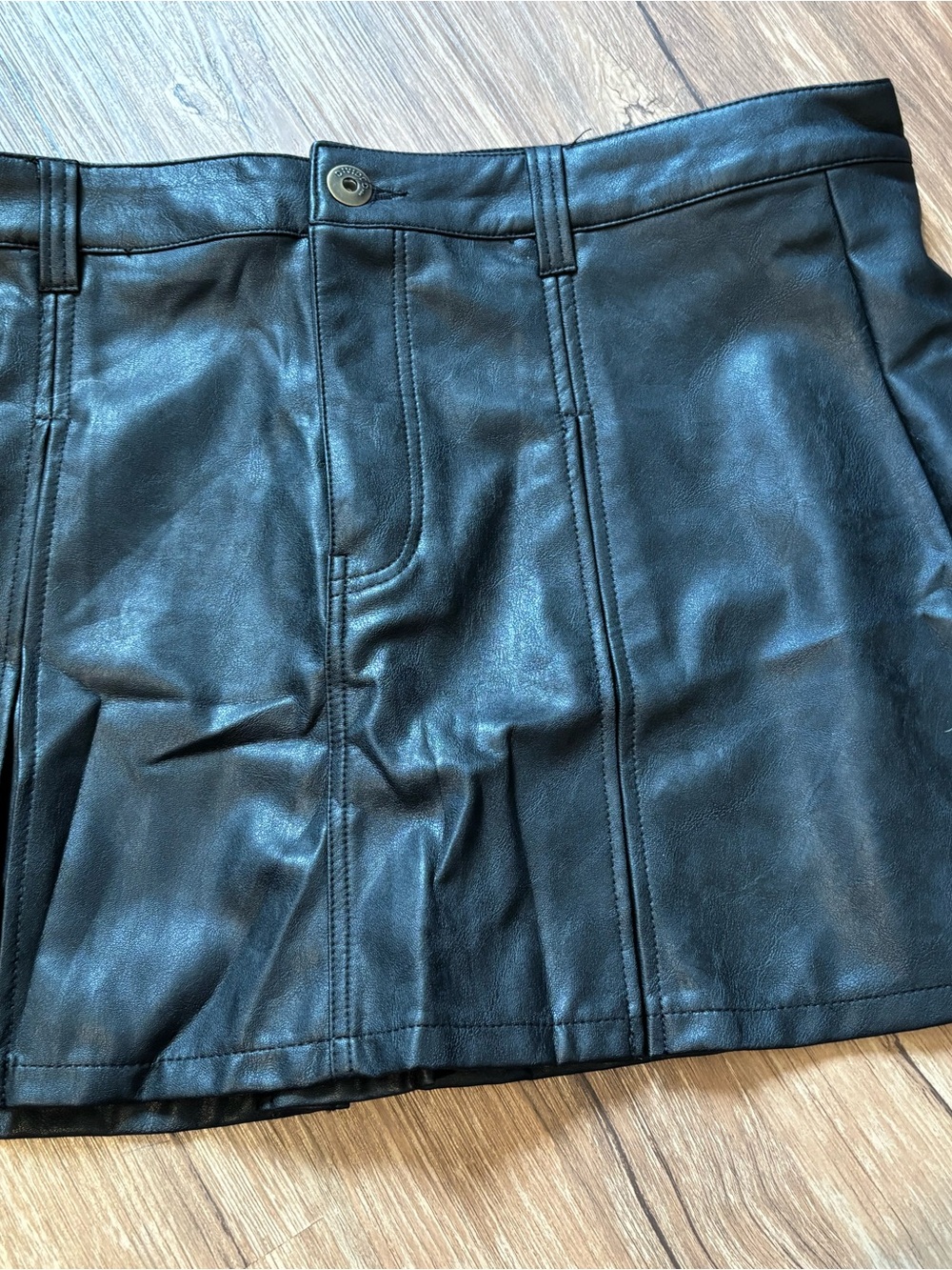 H&M Black Faux Leather Mini Skirt